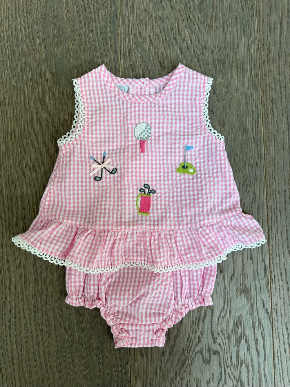 Mud Pie Baby Girls Embroidered Golf Pinafore Set